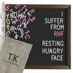 Black Felt Letter Board with Dark Coffee Brown Frame by Titan & Kaizer – 10×10 Inch Changeable Letter Board with White Letters & Characters and Pink Letters & Characters (Black)