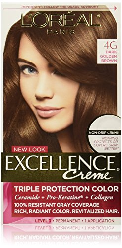 L’Oreal Paris Excellence Creme Hair Color, 4G Dark Golden Brown