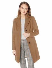 Calvin Klein Women’s Classic Cashmere Wool Blend Coat, CAMEL, 6