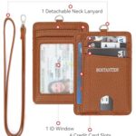 BOSTANTEN Slim Wallet Women with Leather Neck Lanyard RFID Blocking Credit Card Holder Front Pocket Small Wallet Brown