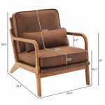 Karl home Accent Chair Mid-Century Modern Chair with Pillow Bronzing Cloth Lounge Arm Chair with Solid Wood Frame & Soft Cushion for Living Room, Bedroom, Belcony, Brown