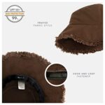 CHOK.LIDS Frayed Bucket Hats for Women Men Unisex Trendy Washed Cotton Floppy Wide Brim Boonie Outdoor Summer Beach Headwear (Brown)