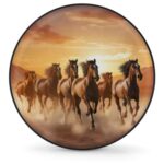 Spare Tire Cover Running Brown Horses Group Wheel Covers Protectors Waterproof Dust-Proof Universal Fit Trailer, RV, SUV and Many Vehicle 16 Inch