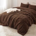 Bedsure Faux Fur Comforter Set – Soft, Chocolate Brown Queen Size Bedding, Warm and Plush Shaggy Comforter with 2 Pillowcases