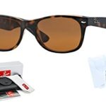 Ray-Ban RB2132 NEW WAYFARER Sunglasses For Men For Women + BUNDLE with Designer iWear Eyewear Kit (Light Havana/B-15 Brown)