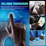 QUKOPSE Winter Leather Gloves for Men,Touchscreen Snow Driving Gloves with Cashmere Lining for Motorcycle Driving Riding