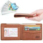 HIMI Wallet for Men-Genuine Leather RFID Blocking Bifold Stylish Wallet With 2 ID Window (Brown)