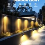 vighep 12 Pack Solar Motion Lights for Outside, Waterproof Fence Lights Outdoor, Warm White LED Wall Lights Wireless for Yard Steps Stairs Garden – Brown