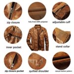 WULFUL Men’s Stand Collar Leather Jacket Motorcycle Lightweight Faux Leather Outwear