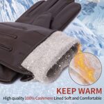 MGGMOKAY Mens Nappa Lambskin Leather Gloves(100% Cashmere Lining),Brown,Large