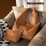 Montana West Brown Slouchy Hobo Bags for Women Hollow out Shoulder Purses and Handbags Vegan Leather Top Handle Tote MWC2-194BR