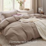 Bedsure Light Camel Duvet Cover Queen Size – Soft Prewashed Queen Duvet Cover Set, 3 Pieces, 1 Duvet Cover 90×90 Inches with Zipper Closure and 2 Pillow Shams, Comforter Not Included