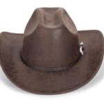 Women-Men Classic-Western Cowboy-Hat – Wide-Brim Pu Leather Cowgirl Cap Fedora Hats with Buckle Outback for Outdoor Brown