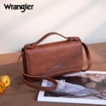 Wrangler Clutch Wallets Womens Trifold Credit Card Wallet Western Women’s Wallets, Card Cases & Money Organizers Compact Brown Wallet for Women Ladies