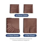 Queen Size 4 Piece Sheet Set – Comfy Breathable & Cooling Sheets – Hotel Luxury Bed Sheets for Women & Men – Deep Pockets, Easy-Fit, Extra Soft & Wrinkle Free Sheets – Brown Oeko-Tex Bed Sheet Set