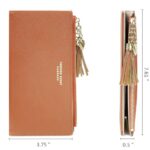 KOTORA Womens Slim Wallet Girls Thin Wallets Pretty Mini Long Card Holder Small Tiny Clutch Zip Purse Love Pendant Tassels Billfold (Brown)