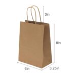 Joybe 100 Pack 6×3.25×8 Inch Small Brown Paper Bags with Handles Bulk, Kraft Paper Gift Bags for Birthday Party Favors Grocery Retail Shopping Business Goody Craft Sacks (Blank Plain Natural, 100pcs)