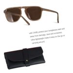 ANDWOOD Square Aviator Sunglasses Polarized Mens Womens UV Protection Sun glasses Brown Tea Shades