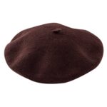 ICSTH Womens Solid Color Wool French Beanie Cap Hat Brown