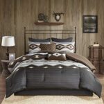 Woolrich Rustic Lodge Cabin Comforter Set – All Season Down Alternative Warm Bedding Layer and Matching Shams, Oversized Queen, Bitter Creek, Grey/Brown