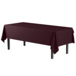 Exquisite 6-Pack Premium Plastic Tablecloth 54in. X 108in. Rectangle Plastic Table Cover – Brown