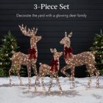 Best Choice Products 3-Piece Large Rattan Deer Family, Lighted Christmas Reindeer 5FT Outdoor Yard Decoration Set w/ 360 Incandescent Lights, Stakes, Zip Ties – Brown