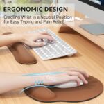 KTRIO Ergonomic Mouse Pad with Wrist Rest, Comfortable Keyboard Wrist Rest, Memory Foam Wrist Rest for Computer Keyboard for Easy Typing & Pain Relief for Office & Home, Brown