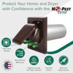 NO-PEST VENT, Exclusive Dual Door Dryer Vent Cover 4 inch, Made in USA w Highest UV Resistant Plastic in any Outdoor Vent Cover, No Lint Collecting Screen (Brown, 4 inch W/O Duct Tube)