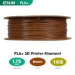 eSUN PLA+ Filament 1.75mm, 3D Printer Filament PLA Plus, Dimensional Accuracy +/- 0.03mm, 1KG Spool (2.2 LBS) 3D Printing Filament for 3D Printers, Brown