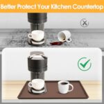 TOHONFOO Silicone Coffee Maker Mat with Lip, 19.7” x 15” Heavy Duty Coffee Maker Mat for Countertops, Coffee Tray Fit Under Coffee Maker Appliance Automatic Machines Espresso Accessory, Brown