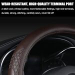 AUCELI Car Steering Wheel Cover, 14 1/2-15 inch Non-Slip Soft Breathable Leather Automotive Steering Wheel Protecteor, Vehicle Accessories for Men Women, Universal for SUV, Truck, RV?Coffee?