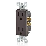 Leviton 5325 15 Amp, 125 Volt, Decora Duplex Receptacle, Residential Grade, Grounding, Brown