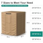 BROSYDA Central Large Air Conditioner Cover for Outside Units, Waterproof & Windproof Outdoor AC Units Cover Brown (36″x36″x39″ Inch)