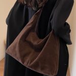 Slouchy Suede Tote Bag Shoulder Bags For Women Underarm Bag Women’s Work Purses Crescent Bag Suede Handbag Travel Winter Fall