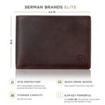 SERMAN BRANDS Mens Slim Bifold Wallet RFID Blocking Minimalist Front Pocket Full Grain Leather Wallets for Men – Thin & Stylish (Texas Brown Elite)