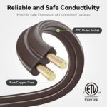 BN-LINK 6+9+12 Ft Indoor Extension Cord, Brown, 3-Outlet Polarized Flat Cable, Perfect for Homes, Offices, and Kitchens, 3 Variety Pack