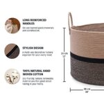 OrganiHaus Blanket Storage Basket 20×13, Extra Large Basket for Blankets Living Room, Woven Laundry Basket, Large Blanket Basket Living Room, Brown Large Woven Basket, Baby Laundry Hamper