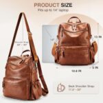 Marvolia PU Leather Backpack Purse for Women Large Fashion Designer Travel Backpack Ladies Shoulder Bag – Brown