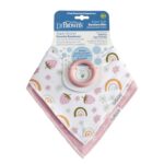 Dr. Brown’s Bandana Bibs with Snap-On Removable Teether, Cotton Baby Bib with Soft Fleece Lining for Teething & Drooling, Strawberry Rainbows/Flowers, 2 Pack, 3m+