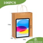 OUTUXED 100pcs Gift Bags 10x5x13 Large Paper Gift Bags Kraft Paper Bags with Handles Bulk, Shopping Bags, Retail Bags for Small Business, Birthday Wedding Party Favor Bags, Merchandise Bags, Brown