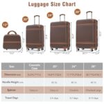 Merax Luggage Set, 3 Piece Luggage with Cosmetic Case, Vintage Hardcase Suitcase with Wheels, Expandable Luggage Airline Approved(Brown,20″+24″+28″)