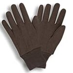 Cordova 1400P Cotton Gloves, Standard Weight, Brown Jersey Cotton, Clute Cut, Knit Wrist, Large, 12-Pack