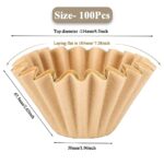 MUCXNIIY 2-5 Cup Coffee Filters, Pack of 100 Unbleached Coffee Filters 5 Cup, Thicken Natural Coffee Filter Basket for Commercial, Home Coffee Maker, Pour Over Coffee Kit (Brown, W02)