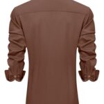 J.VER Men’s Casual Long Sleeve Stretch Dress Shirt Wrinkle-Free Regular Fit Button Down Shirts Chocolate Brown