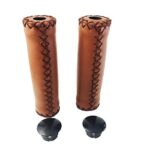 Retro Brown Bike Bicycle Soft Synthetic Leather Beach Cruiser Handlebar Cover Grips Bar with Caps for 7/8″ Bike with 4pcs Brake Cable end caps