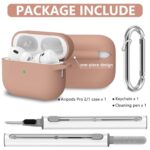 Ljusmicker for AirPods Pro Case Cover with Cleaner Kit,Soft Silicone Protective Case for Apple AirPod Pro 2nd/1st Generation Case for Women Men,AirPods Pro 2 Case Accessories with Keychain-Light Brown