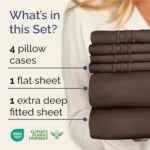 Extra Deep King Sheet Set – 6 Piece Breathable & Cooling Sheets – Hotel Luxury Bedding Set w/18-24 Inch Extra Deep Pockets – Easy & Secure Fit – Super Soft, Wrinkle Free and Comfy – Brown, King Size