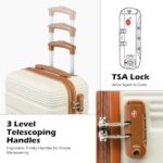 LONG VACATION Luggage Set Lightweight Carry on Suitcase ABS Hardshell Luggage TSA Lock Spinner Wheels(3 piece set (DB), WHITE-BROWN)