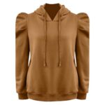 PTOLOCIF Hoodies for Women Fashion Tops Lightweight Drawstring Pullover Sweatshirts Long Sleeve Shirts Loose Fit Solid Blouse Fall Trendy 2024 Clothes Brown