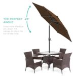 Best Choice Products 7.5ft Heavy-Duty Round Outdoor Market Table Patio Umbrella w/Steel Pole, Push Button Tilt, Easy Crank Lift – Brown